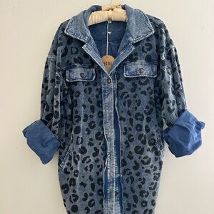 BiBi Boutique Blue Leopard Print Shacket